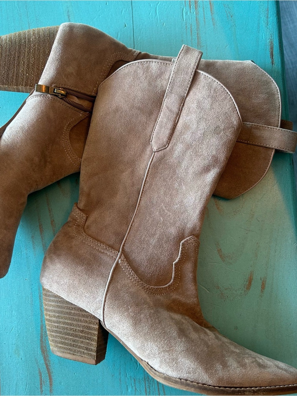 Beast Fashion Women's Faux Suede Western Boot - Taupe